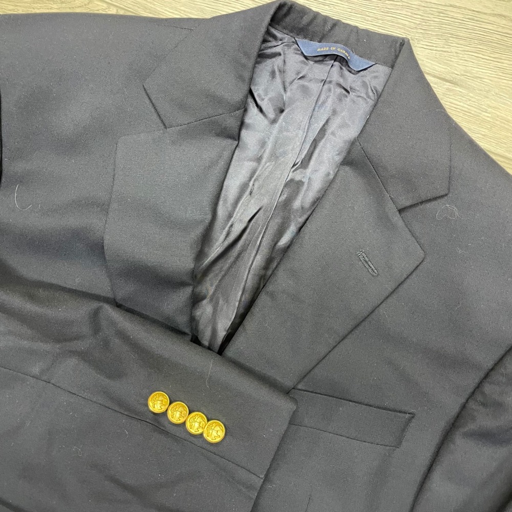 Brooks Brothers 1818 Madison Blazer Navy Blue Loro Piana Wool Gold Button FAIR